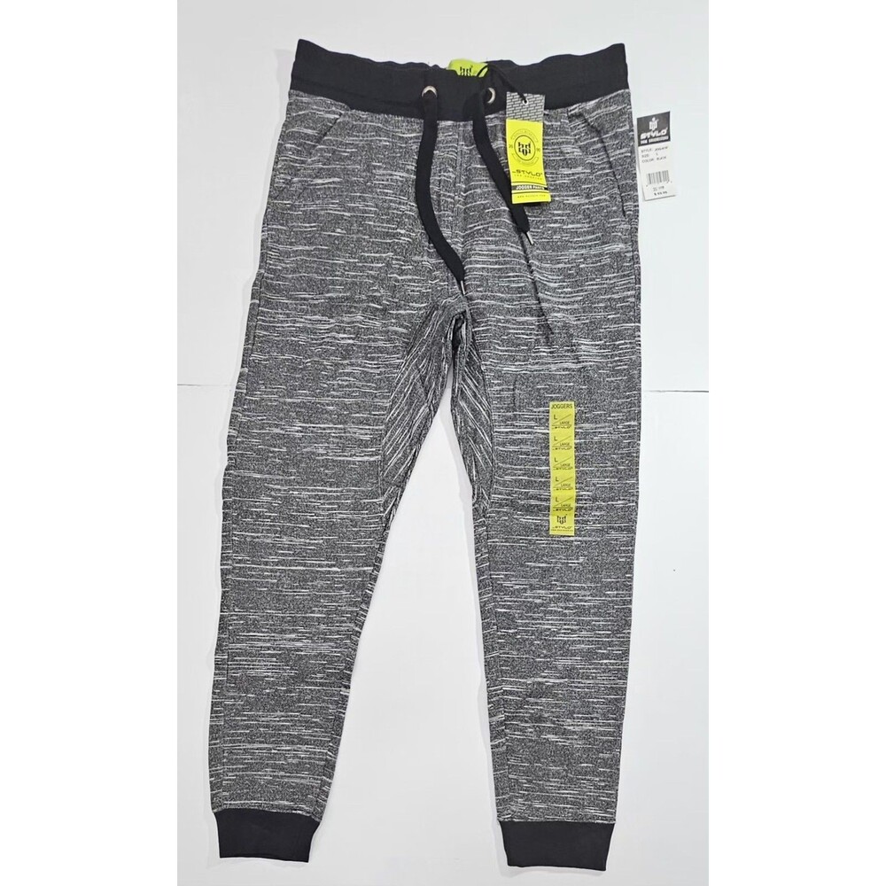 Stylo Mens Jogger Pants Large Black Space Dye Sweatpants NWT Deadstock